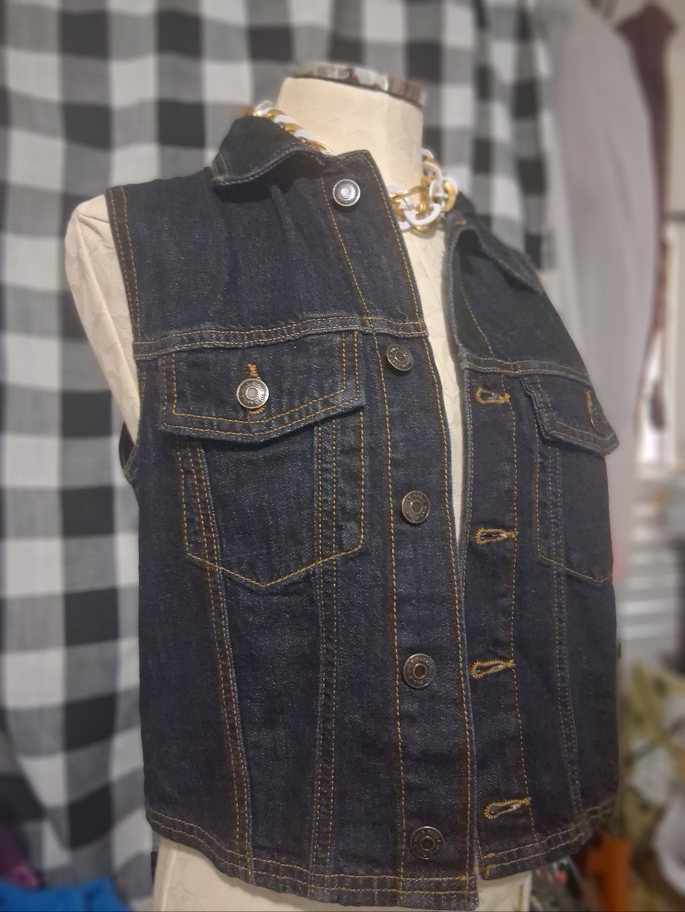wild fable Very Dark blue denim jacket with green logo tag M/L